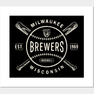 Milwaukee Brewers Bats & Ball by Buck Tee Originals Posters and Art